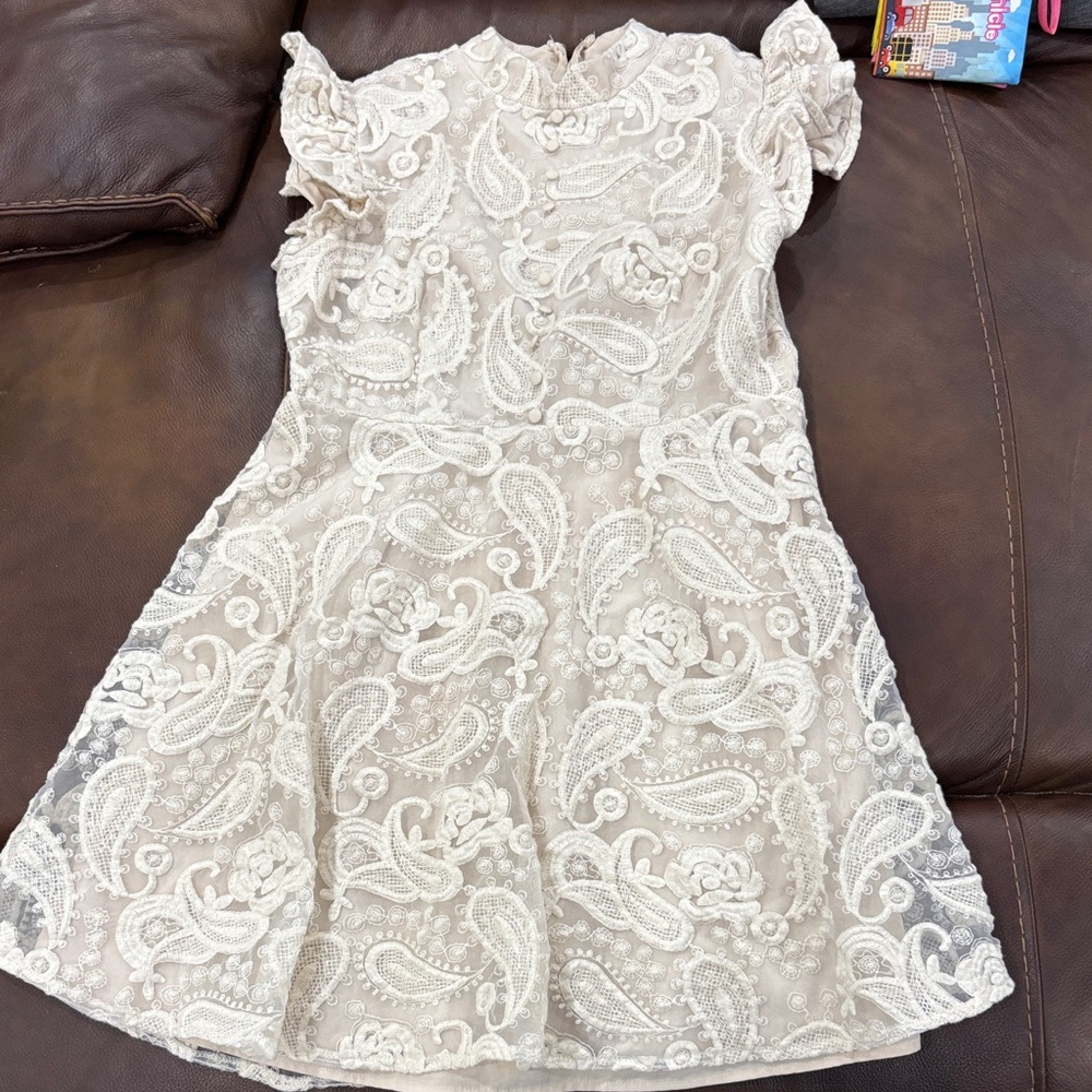 SHEIN Cream Lace Formal Kids Dress
